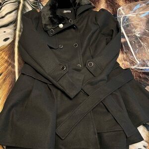 Elegant Black Double-Breasted Trench Coat